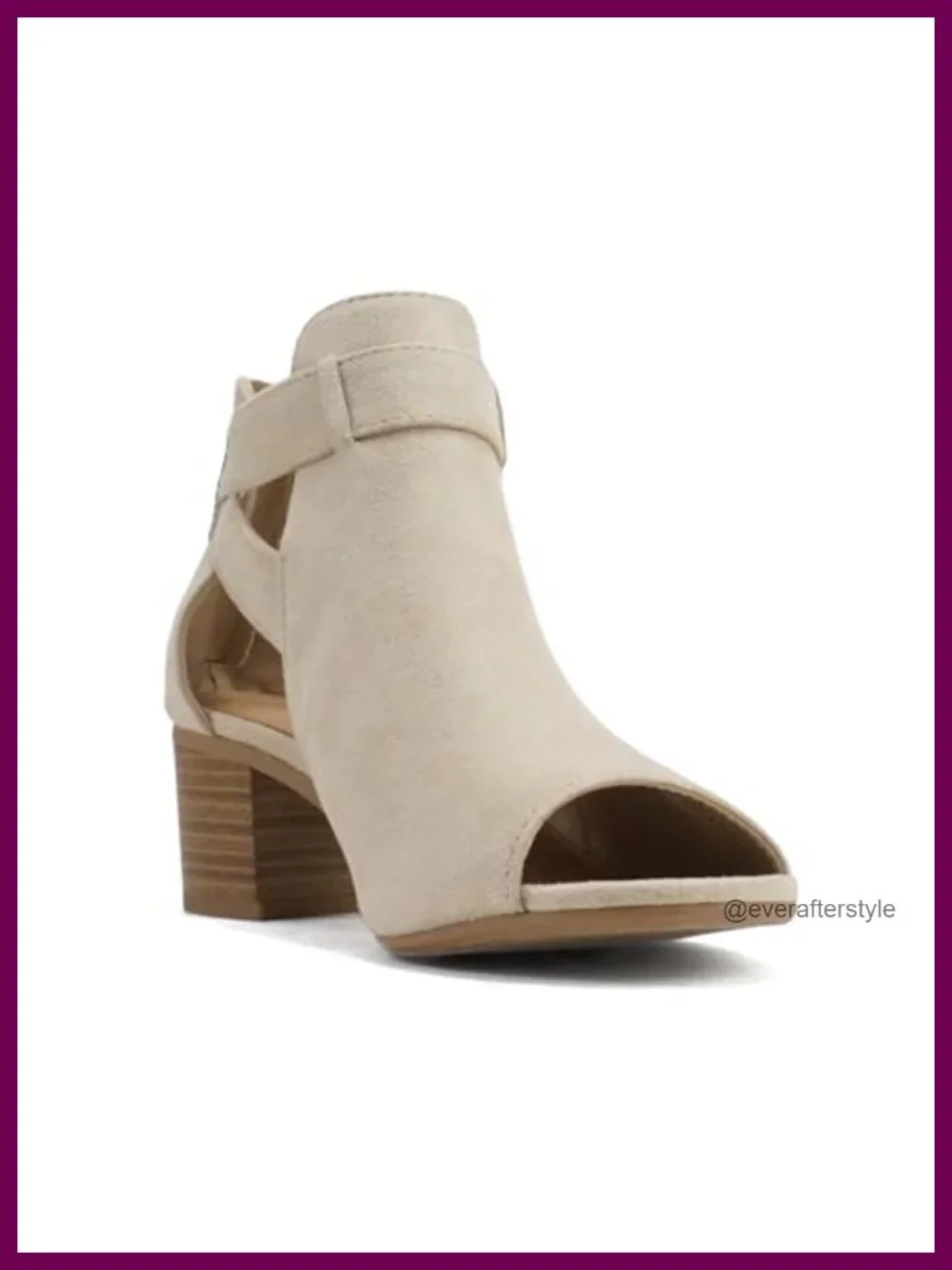 Cutout Side Strap Mid Chunky Heel Fashion Ankle Bootie